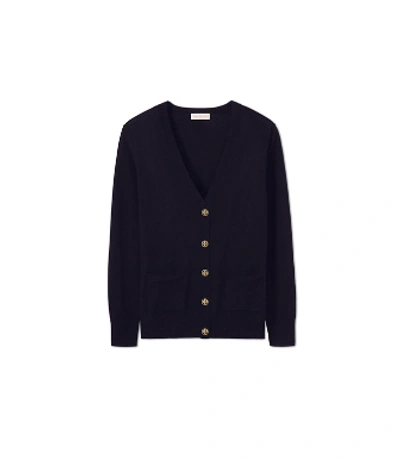 Shop Tory Burch Madeline Cardigan In Navy Blue