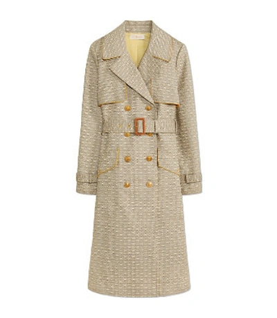 Shop Tory Burch Gemini Link Trench Coat In Gemini Jacquard Large