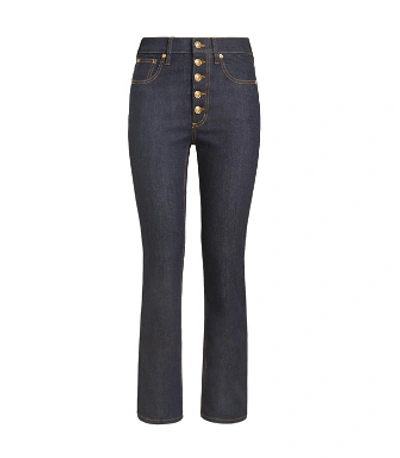 Shop Tory Burch Button-fly Denim Pant In Resin Rinse