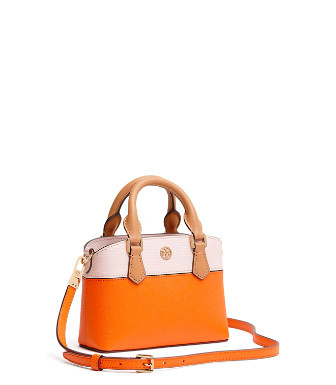 Tory Burch Robinson Color-block Top-handle Mini Bag In Orange Juice