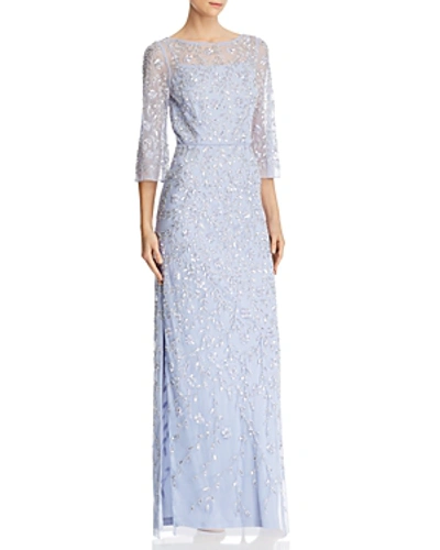 Shop Aidan Mattox Embellished Boatneck Gown In Periwinkle