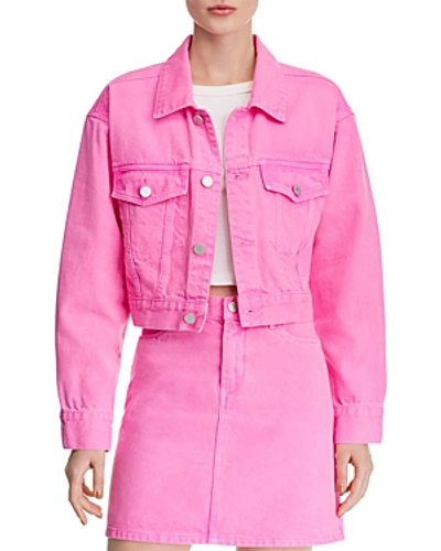 Shop Blanknyc Cropped Denim Jacket - 100% Exclusive In Pop Pink