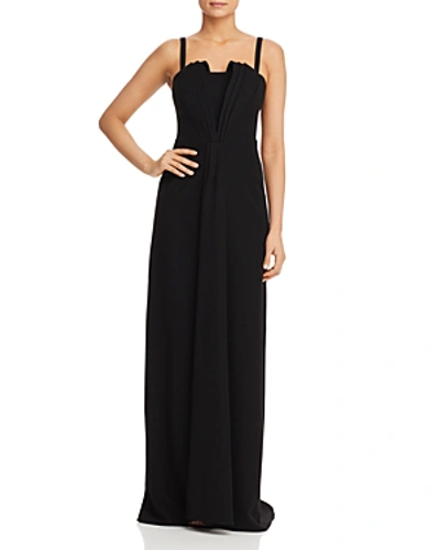 Shop Emporio Armani Bodice Pleat-detail Gown In Solid Black