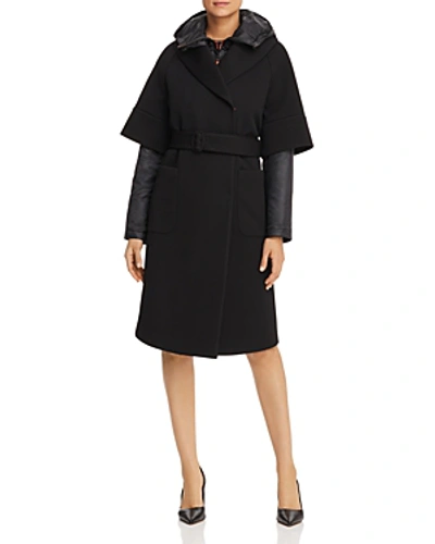 Shop Emporio Armani 2-in-1 Belted Coat In Solid Black