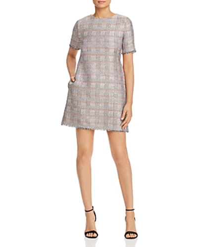 Shop Emporio Armani Fringed Metallic Check-pattern Dress In Multicolor
