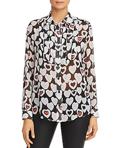 Shop Emporio Armani Heart-print Button-down Shirt In Multicolor