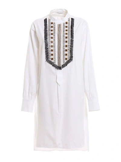 Shop Alberta Ferretti Beaded Shirt Dress In White