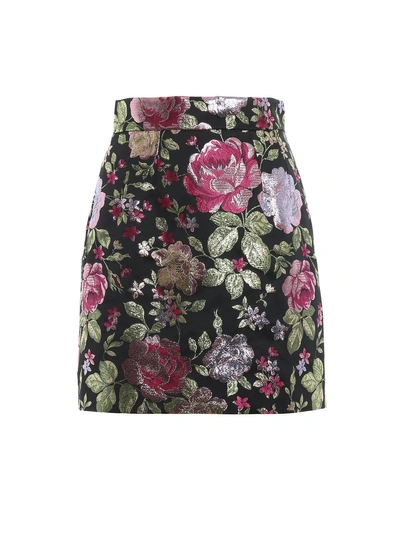 Shop Dolce & Gabbana Floral Skirt In Jacquard