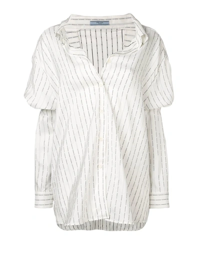 Shop Prada Striped Shirt In Avorio