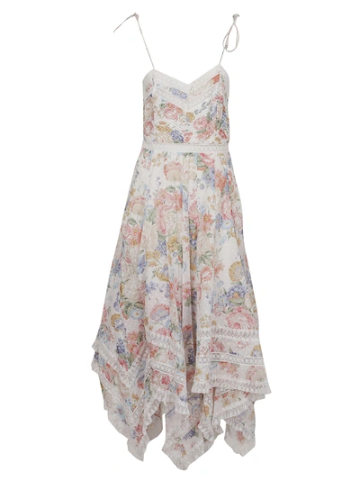 Zimmermann Bowie Pintuck Scarf Dress In Crf Cream Floral ModeSens