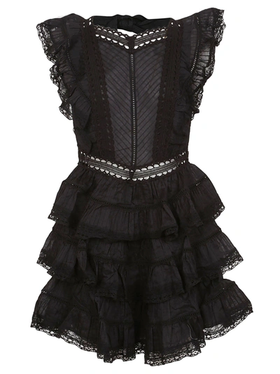 Shop Zimmermann Ruffled Dress In Blk Black