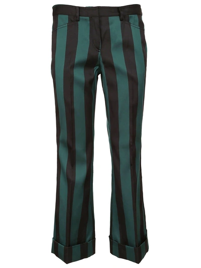 Shop N°21 Striped Cropped Trousers In Verde Nero
