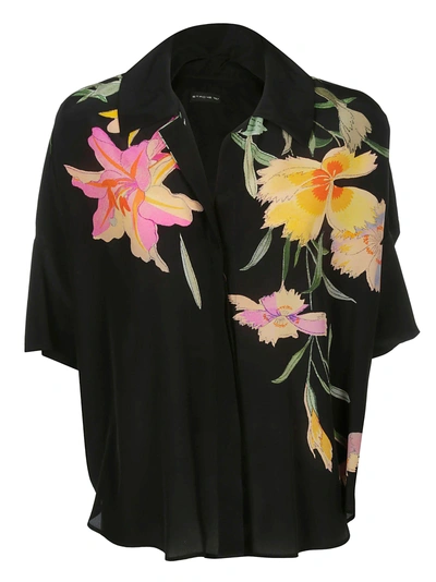 Shop Etro Floral Print Shirt In Black