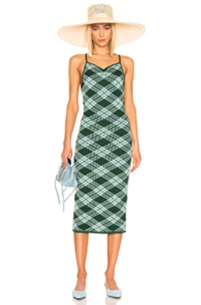 Shop Alexa Chung Alexachung Plaid Midi Dress In Green & Mint