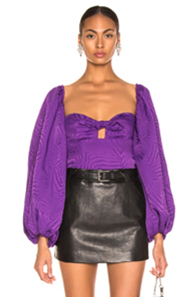 Shop Attico Zebra Jacquard Blouse In Purple In Violet