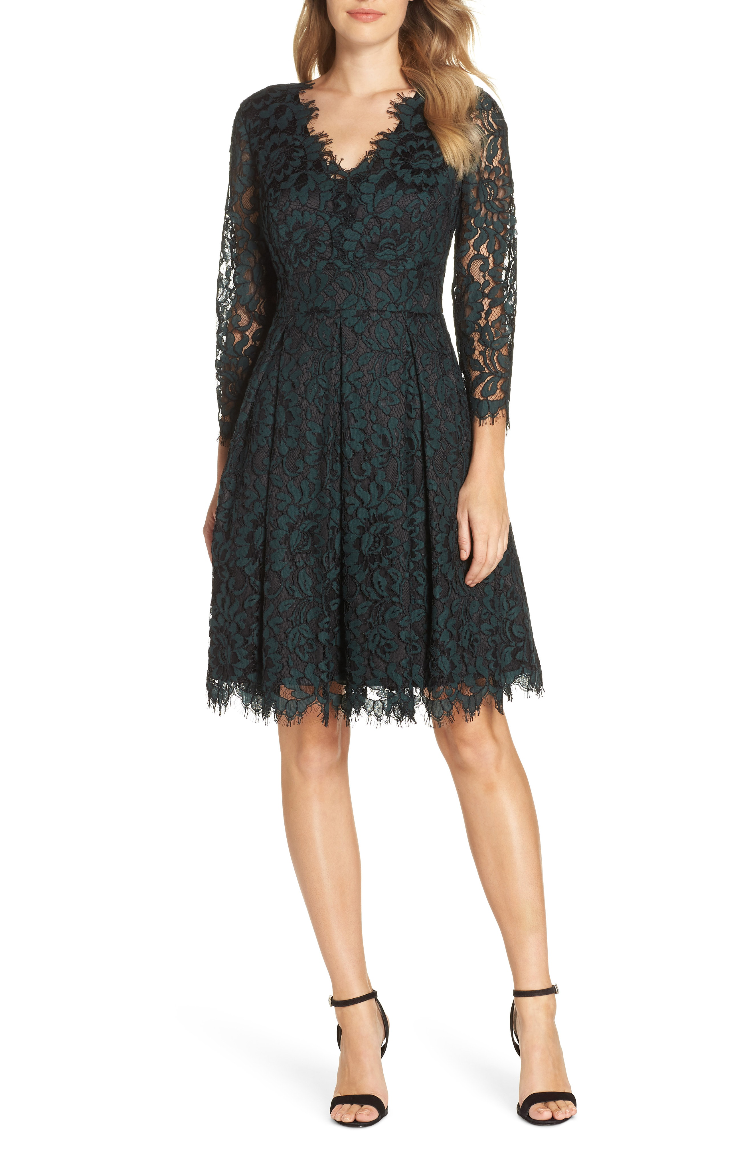 eliza j lace pleated cocktail dress