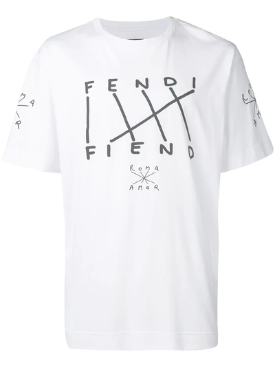 Shop Fendi ' Fiend' Print T-shirt - White