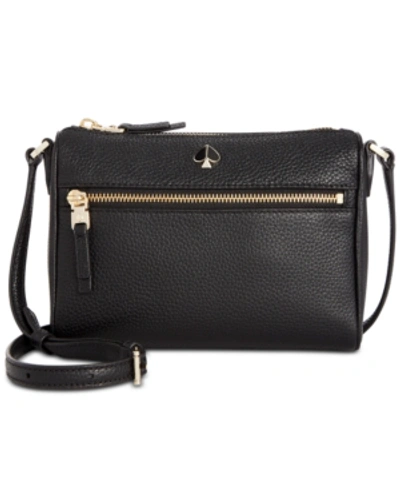 Shop Kate Spade New York Polly Pebble Leather Crossbody In Black/gold