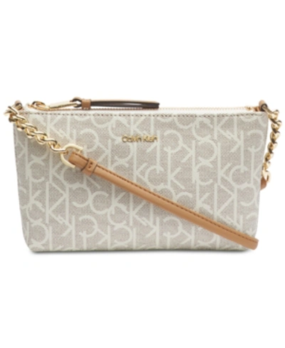 Calvin Klein Hayden Signature Chain Strap Crossbody In Almond  Khaki/cashew/gold | ModeSens