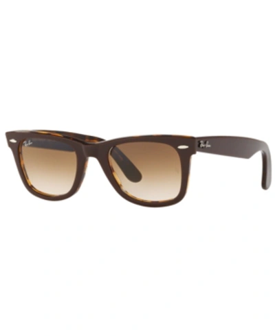 Shop Ray Ban Ray-ban Original Wayfare Sunglasses, Rb2140 50 In Top Brown On Yellow Havana/clear Gradient Brown