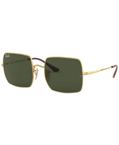 Shop Ray Ban Ray-ban Unisex Sunglasses, Rb1971 54 Square 1971 Classic In Gold/green