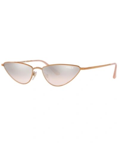 Shop Vogue Sunglasses, Vo4138s 56 In Rose Gold/light Brown Mirror Silver Grad