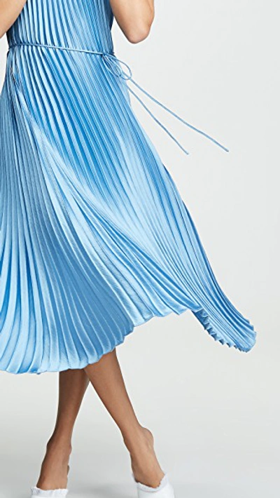 Shop Vince Pleated Cami Dress In Blue Pumice