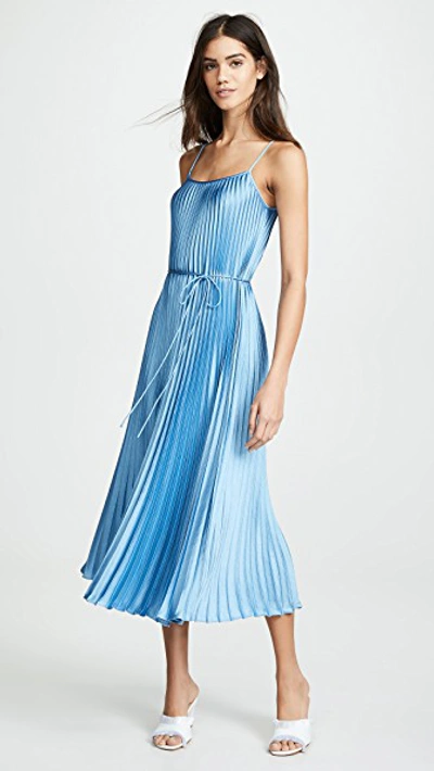Shop Vince Pleated Cami Dress In Blue Pumice