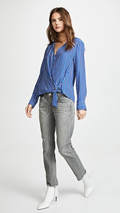 Shop Rag & Bone Felix Stripe Popover Shirt In Blue Multi