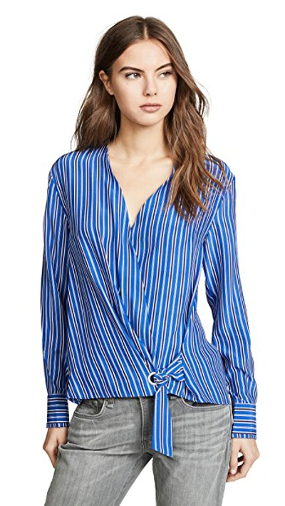 Shop Rag & Bone Felix Stripe Popover Shirt In Blue Multi