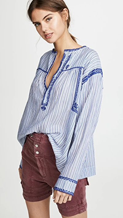 Isabel Marant Étoile Jilcky Vintage Stripe Blouse In Blue | ModeSens