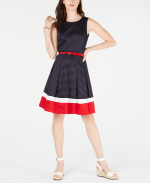tommy hilfiger colorblocked fit & flare dress