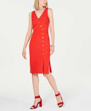 asymmetric button front dress