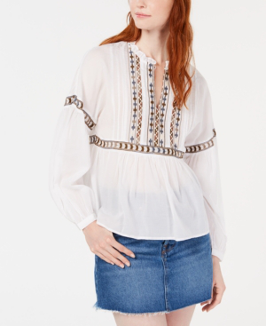 lucky brand embroidered peasant top
