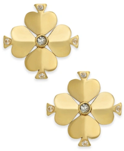 Shop Kate Spade Gold-tone Crystal Flower Stud Earrings