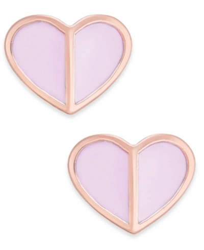 Shop Kate Spade Gold-tone Heart Stud Earrings In Pale Vellum
