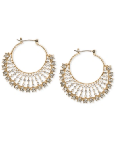 Shop Marchesa Gold-tone Crystal Fan Small Hoop Earrings S