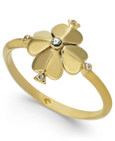 Shop Kate Spade Gold-tone Crystal Flower Ring
