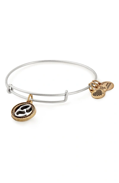 Shop Alex And Ani Two-tone Initial Charm Expandable Bracelet In Two-tone-e