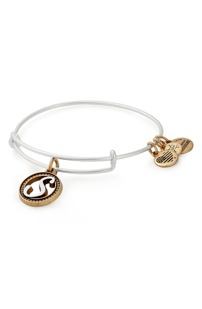 Shop Alex And Ani Two-tone Initial Charm Expandable Bracelet In Two-tone-s
