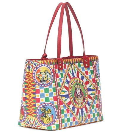 Shop Dolce & Gabbana Beatrice Printed Leather Tote In Multicoloured