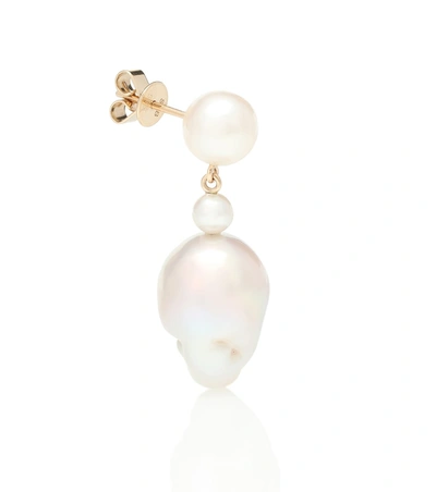 Shop Sophie Bille Brahe Venus 14kt Gold Single Earring With Pearls In White