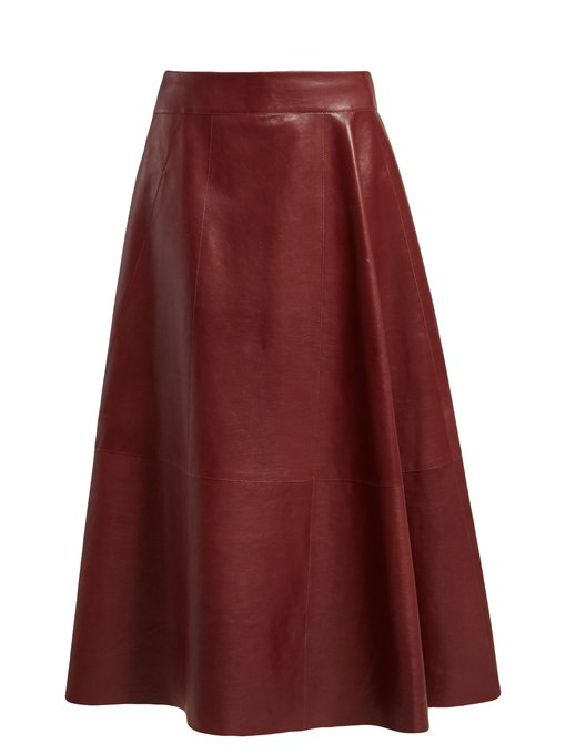 Bottega Veneta Panelled Leather Skirt In Brown | ModeSens