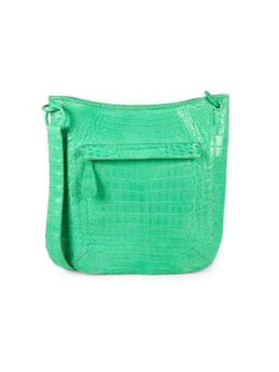 Shop Nancy Gonzalez Crocodile Crossbody Bag In Mint