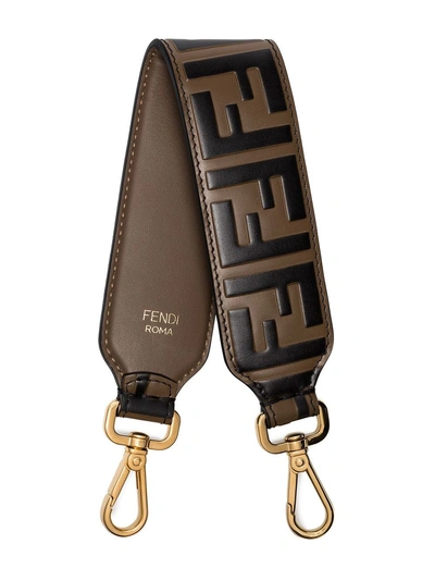 Shop Fendi Tobacco Brown Mini Zucca Print Leather Bag Strap