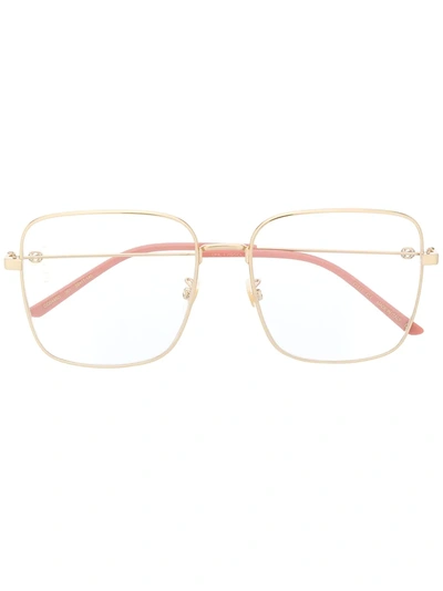 Shop Gucci Eyewear Square Shaped Glasses - Gold