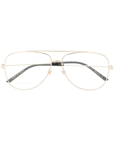 Shop Gucci Aviator Shaped Glasses In Gold