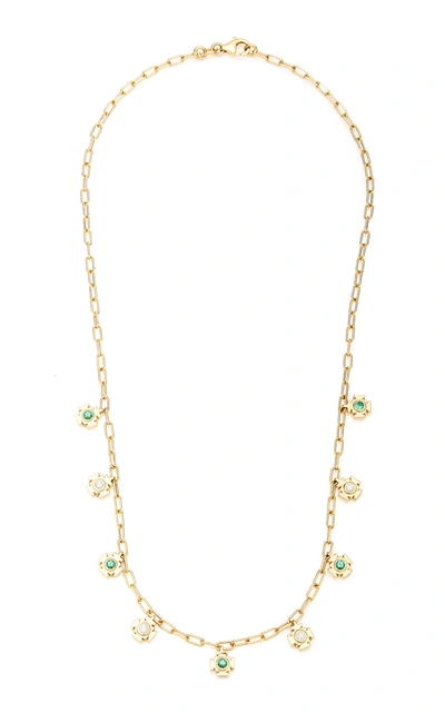 Shop Ark Mini Gateways 18k Gold Diamond And Emerald Necklace In Green