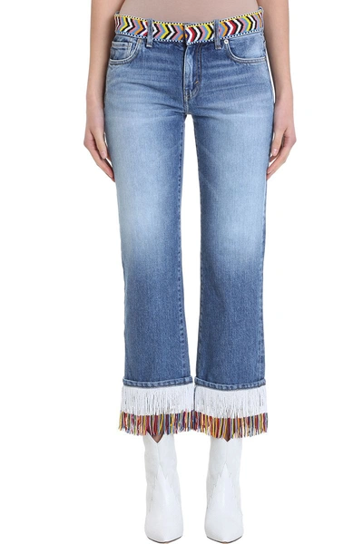 Shop Alanui Blue Boyfriend Beads Jeans