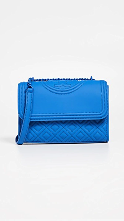 Shop Tory Burch Fleming Matte Small Convertible Shoulder Bag In Mediterranean Blue